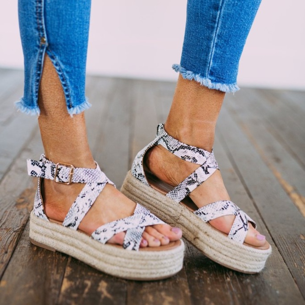 Snake Print Flatform Platform Espadrilles - Picture 4 of 7